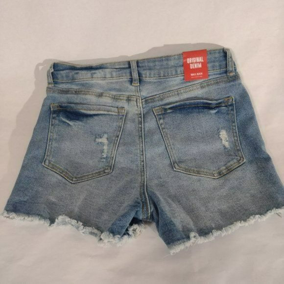 Wax Jean Women's Distressed Denim Shorts Blue Jeans with Vintage Holes - Picture 5 of 9